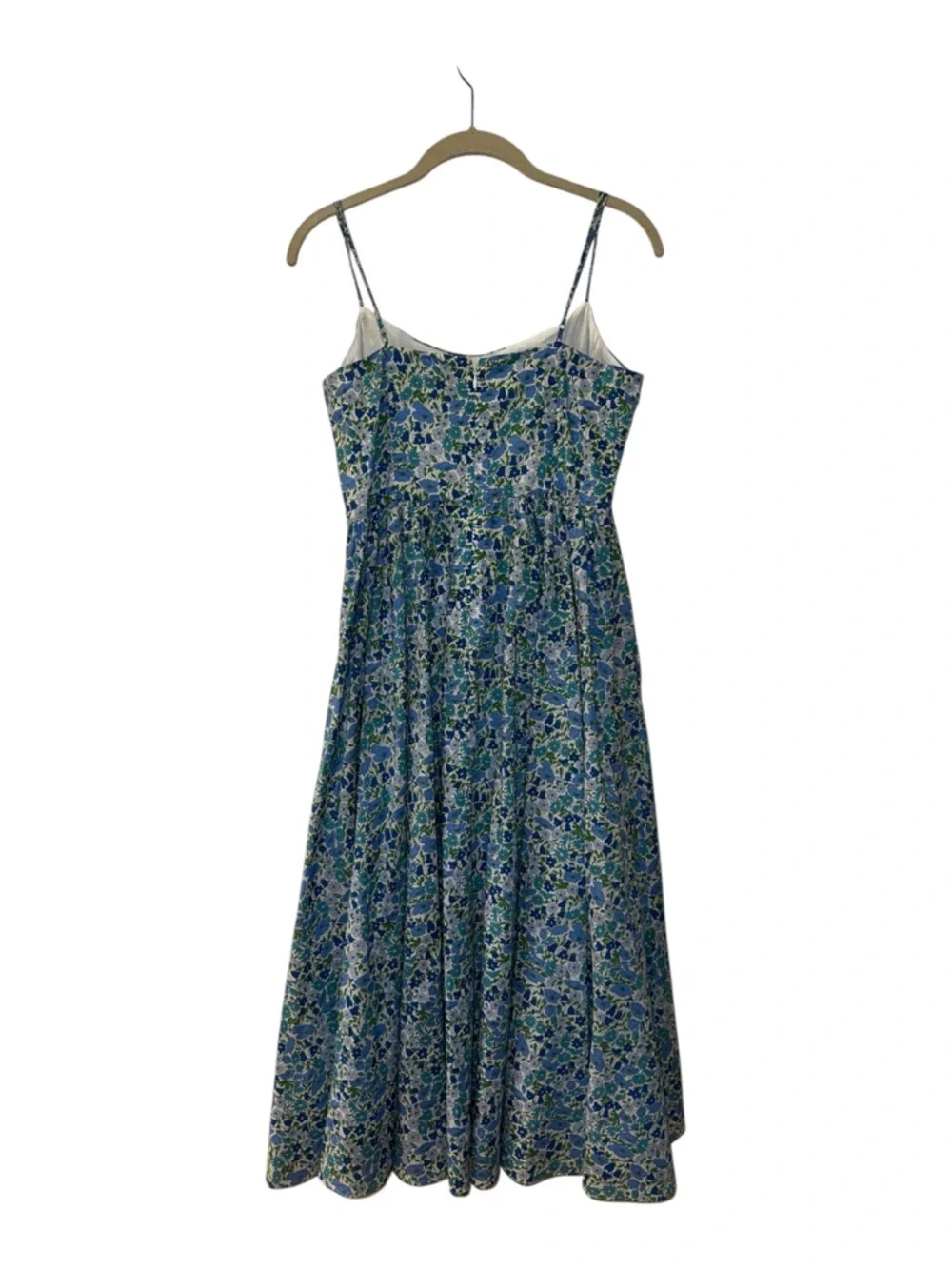 J. Crew x Liberty Fabric Light Blue Floral Midi Sundress with Spaghetti Straps 4 - Picture 6 of 12